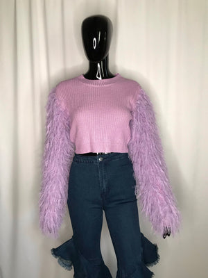 Lavender Sweater w/ Feather Arms