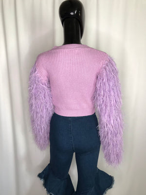 Lavender Sweater w/ Feather Arms