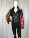 Leather Jacket w/ Multi Color Fur Arms